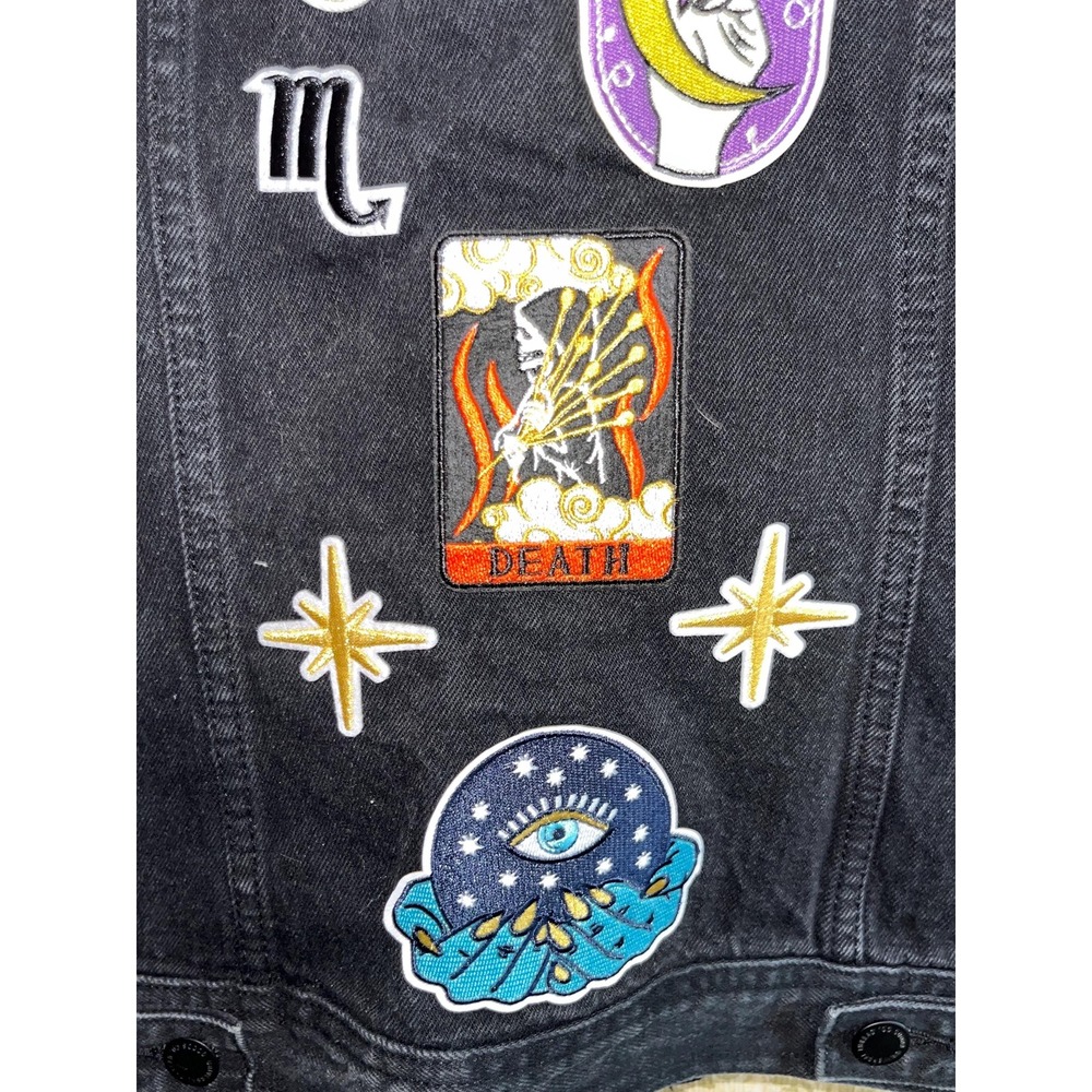Scorpio Zodiac Scorpion Water Sign Women's Denim Jean Vest Upcycled OOAK Sz. XS - Picture 8 of 9